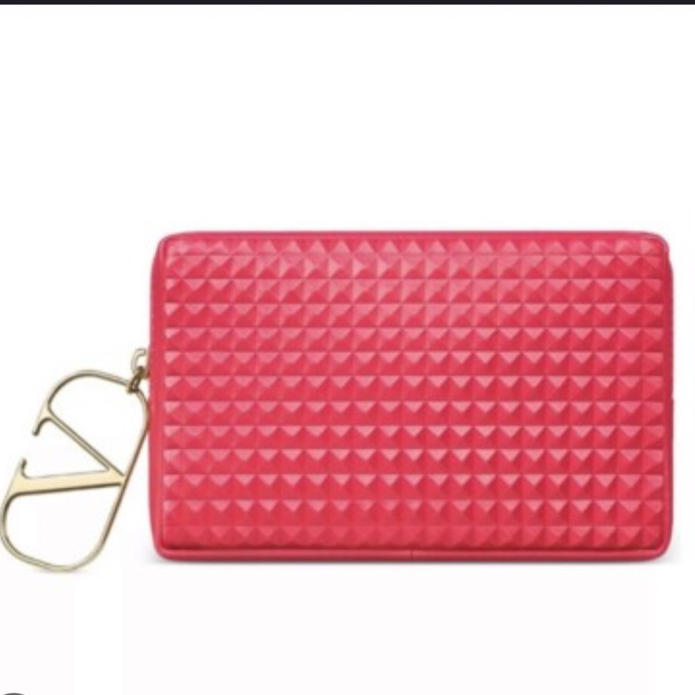 Valentino Pink Studded Wallet with Gold Charm